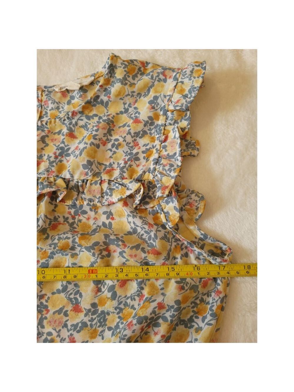 Women's moa moa Floral Blouse Size M Yellow Blue - Picture 5 of 8
